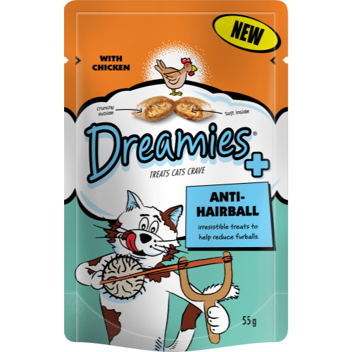 Dreamies Plus with Chicken Cat Treats – Anti-Hairball 55g