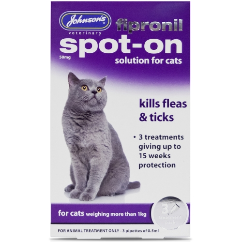 Johnsons Fipronil Cat Flea & Tick Spot-On 3 vial
