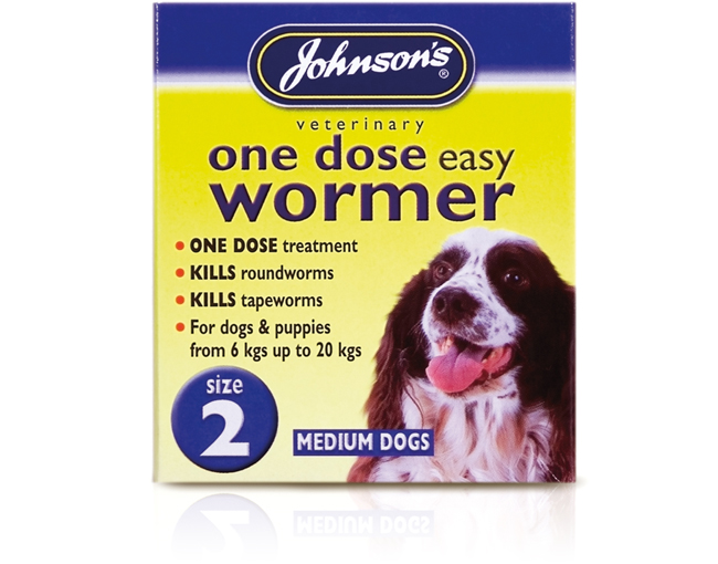 Johnsons One Dose Easy Wormer for Dogs Size 2