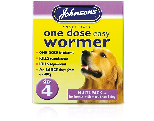 Johnsons One Dose Easy Wormer for Dogs Size 4