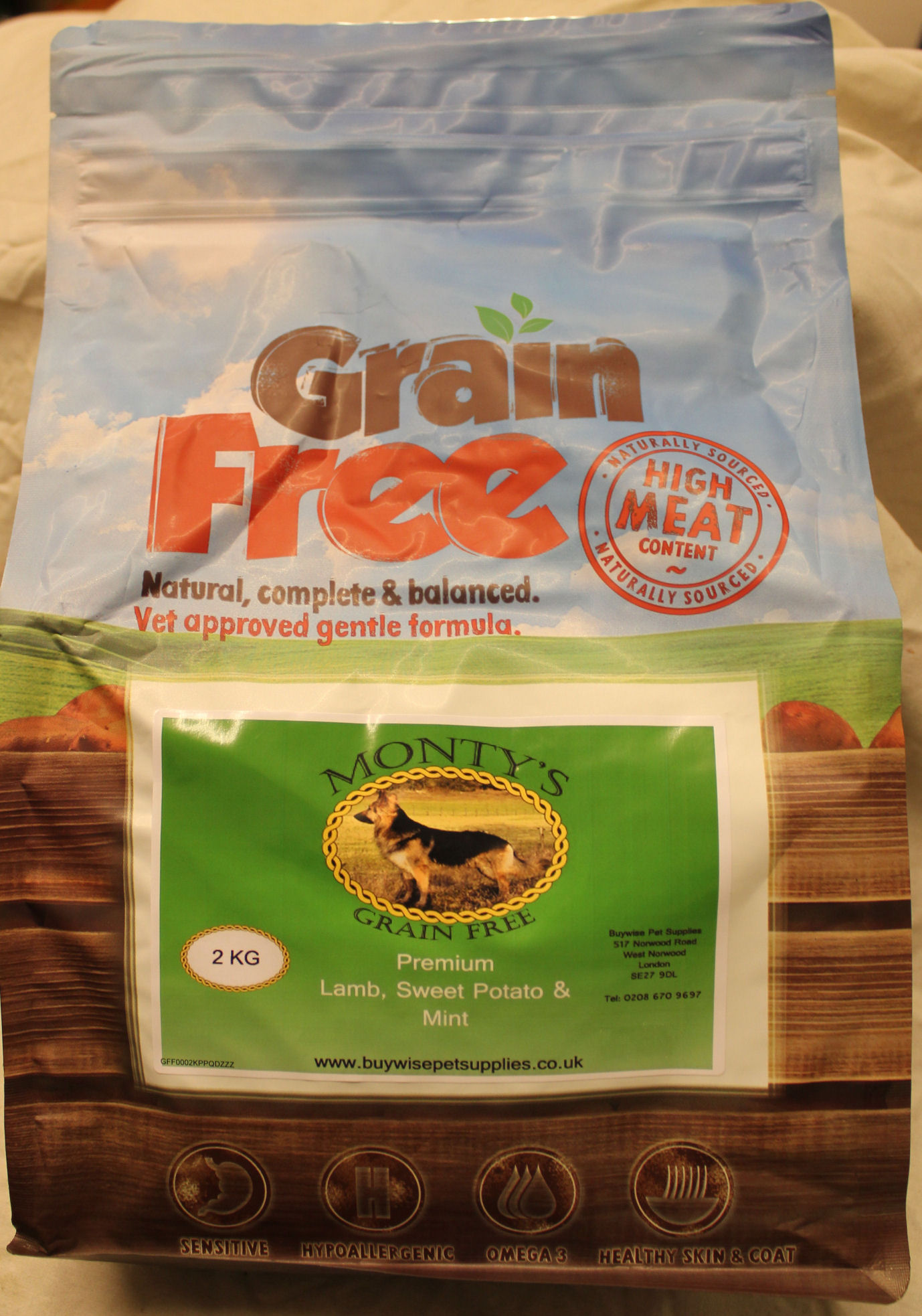 Montys Grain Free Lamb, Sweet Potato & Asparagus 2kg